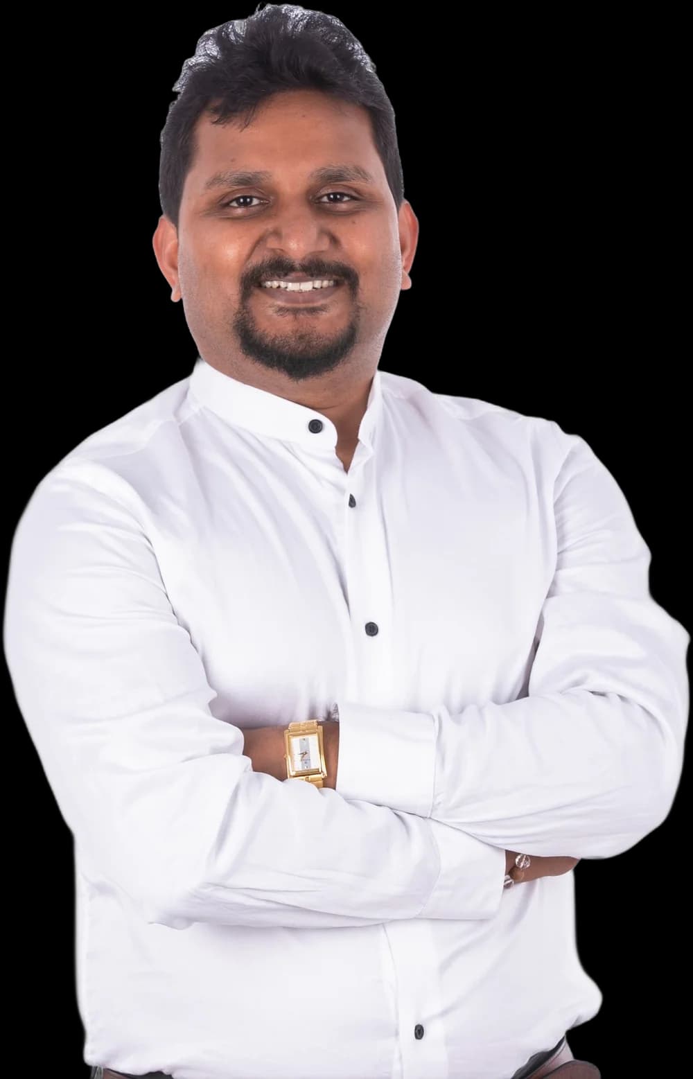 Aamar Srivastava smiling with arms crossed